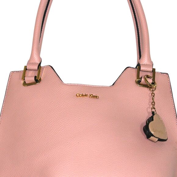 Calvin Klein Pink Leather Tote Bag with Key Chain - Picture 3 of 5